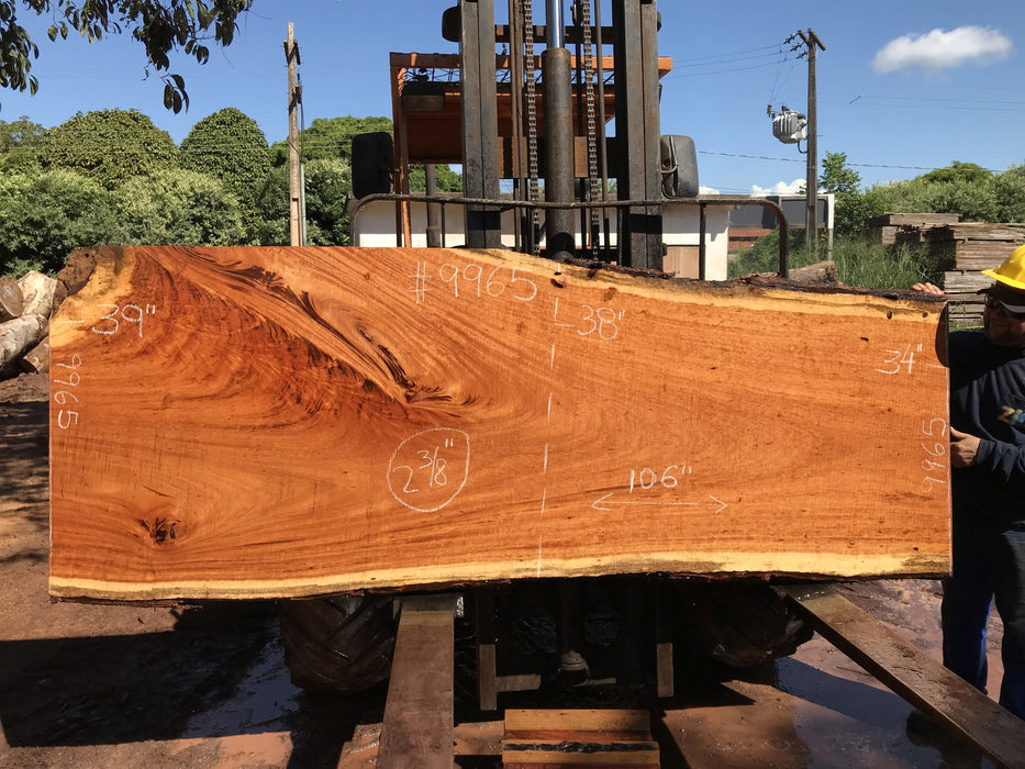 Goncalo Alves / Tigerwood #9965 - 2-3/8" x 34" to 39" x 106" FREE SHIPPING within the Contiguous US. freeshipping - Big Wood Slabs