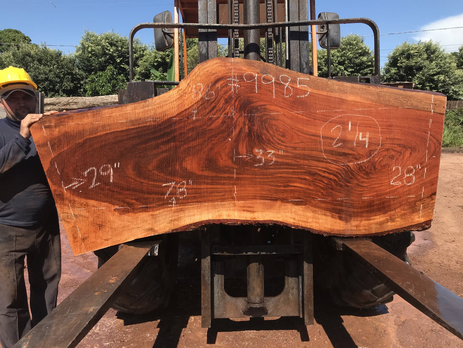 Jatoba / Brazilian #9985 – 2-1/4″ x 28″ to 33″ x 78″ to 86" FREE SHIPPING within the Contiguous US. freeshipping - Big Wood Slabs