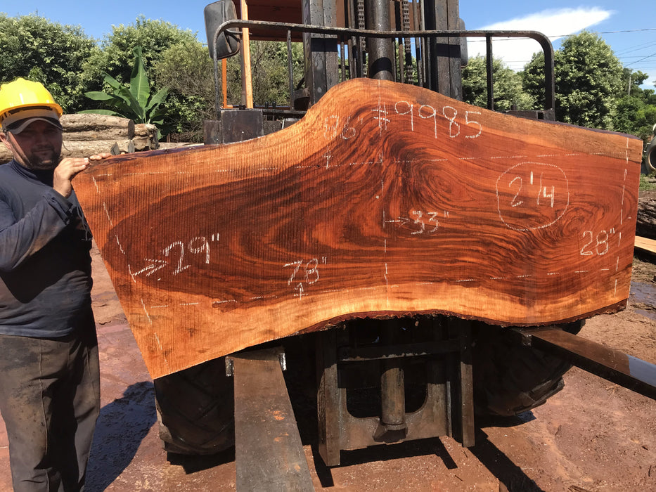Jatoba / Brazilian #9985 – 2-1/4″ x 28″ to 33″ x 78″ to 86" FREE SHIPPING within the Contiguous US. freeshipping - Big Wood Slabs