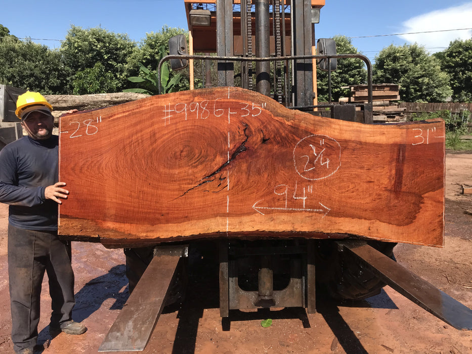 Jatoba / Brazilian #9986 – 2-1/4″ x 28″ to 35″ x  94" FREE SHIPPING within the Contiguous US. freeshipping - Big Wood Slabs
