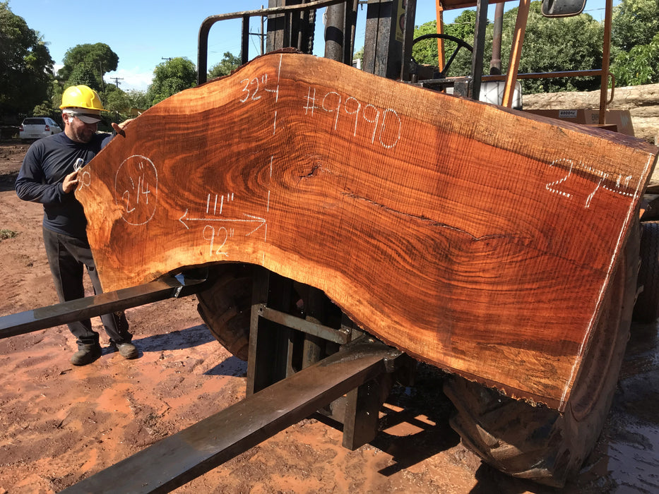 Jatoba / Brazilian #9990 – 2-1/4″ x 27″ to 32″ x  92" to 111" FREE SHIPPING within the Contiguous US. freeshipping - Big Wood Slabs