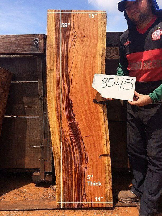 Goncalo Alves / Tigerwood #8545 - 5" x 14" to 15" x 58" FREE SHIPPING within the Contiguous US. freeshipping - Big Wood Slabs