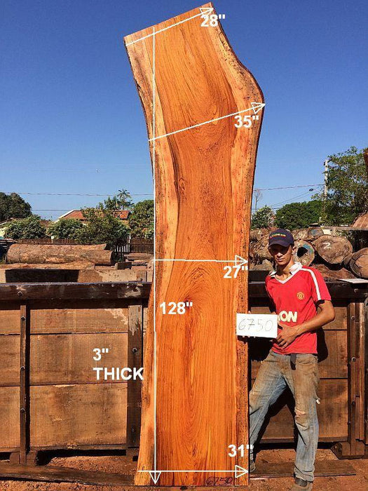 Jatoba / Brazilian Cherry #6750 - 3" x 27" to 35" x 128" FREE SHIPPING within the Contiguous US. freeshipping - Big Wood Slabs