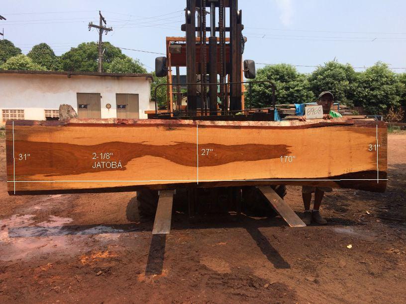 Jatoba / Brazilian Cherry #8968– 2-1/8" x 27" to 31" x 170" FREE SHIPPING within the Contiguous US. freeshipping - Big Wood Slabs