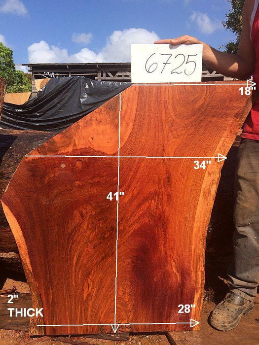 Jatoba / Brazilian Cherry #6725- 2" x 18" to 34" x 41" FREE SHIPPING within the Contiguous US. freeshipping - Big Wood Slabs