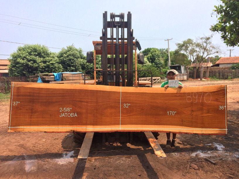 Jatoba / Brazilian Cherry #8970– 2-5/8" x 32" to 37" x 170" FREE SHIPPING within the Contiguous US. freeshipping - Big Wood Slabs
