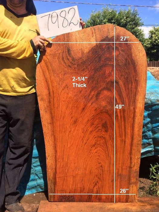 Jatoba / Brazilian Cherry #7982- 2-1/4" x 26" to 27" x 49" FREE SHIPPING within the Contiguous US. freeshipping - Big Wood Slabs