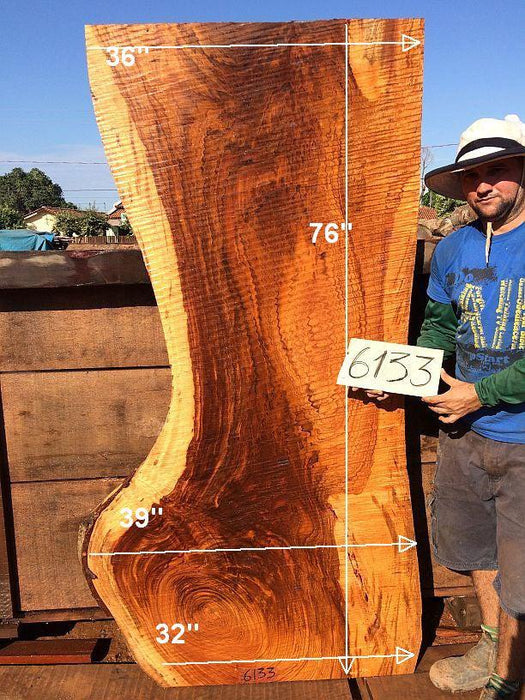 Jatoba / Brazilian Cherry #6133- 2-3/4" x 32" to 39" x 76" FREE SHIPPING within the Contiguous US. freeshipping - Big Wood Slabs