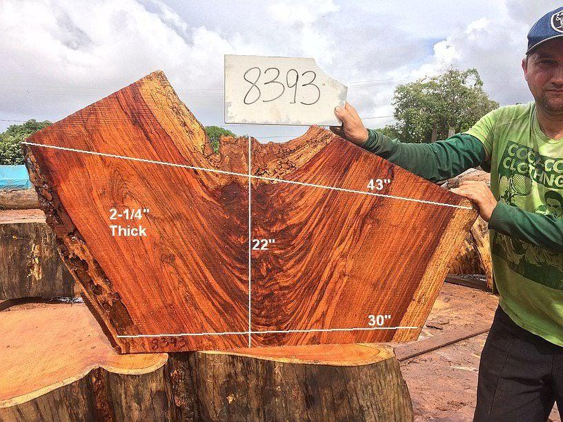 Jatoba / Brazilian Cherry #8393- 2-1/4" x 30" to 43" x 22" FREE SHIPPING within the Contiguous US. freeshipping - Big Wood Slabs