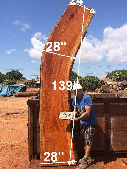 Jatoba / Brazilian Cherry #5946-  2-1/4" x 24" to 28" x 139" FREE SHIPPING within the Contiguous US. freeshipping - Big Wood Slabs