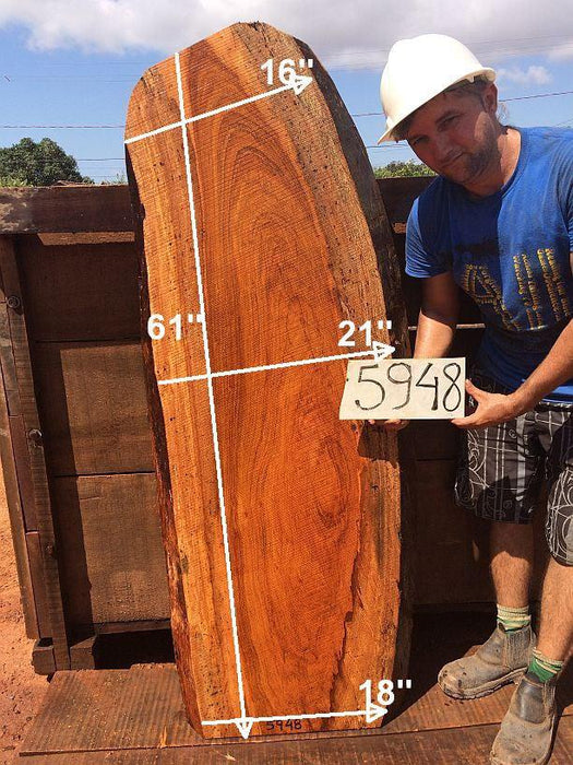 Jatoba / Brazilian Cherry #5948- 2-3/4" x 16" to 21" x 61" FREE SHIPPING within the Contiguous US. freeshipping - Big Wood Slabs