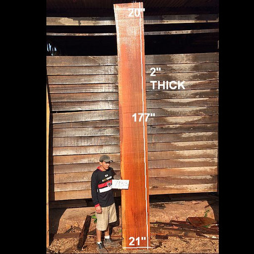 Jatoba / Brazilian Cherry #7133- 2" x 20" to 21" x 177" FREE SHIPPING within the Contiguous US. freeshipping - Big Wood Slabs