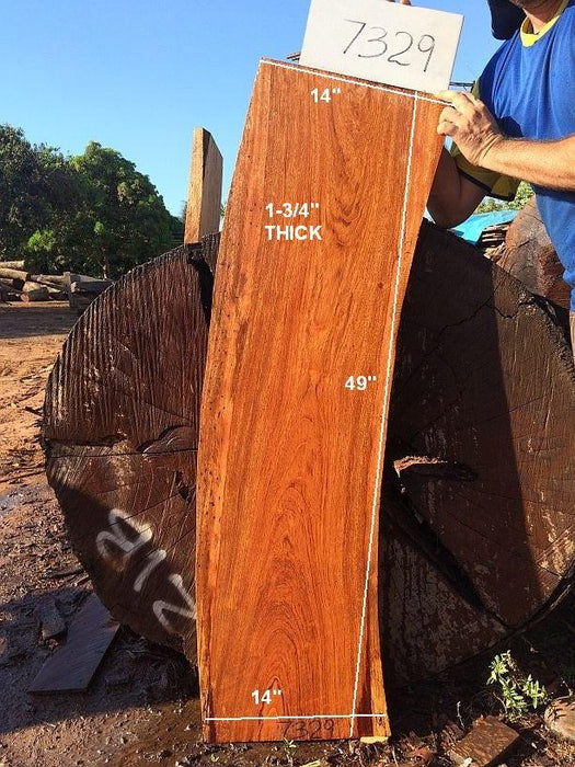 Jatoba / Brazilian Cherry #7329-  1-3/4" X 14" X 49" FREE SHIPPING within the Contiguous US. freeshipping - Big Wood Slabs